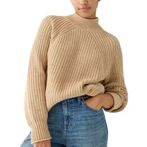J Crew Relaxed Slouchy Roll Neck Chunky Sweater In Sandy Beach - Sz XS
